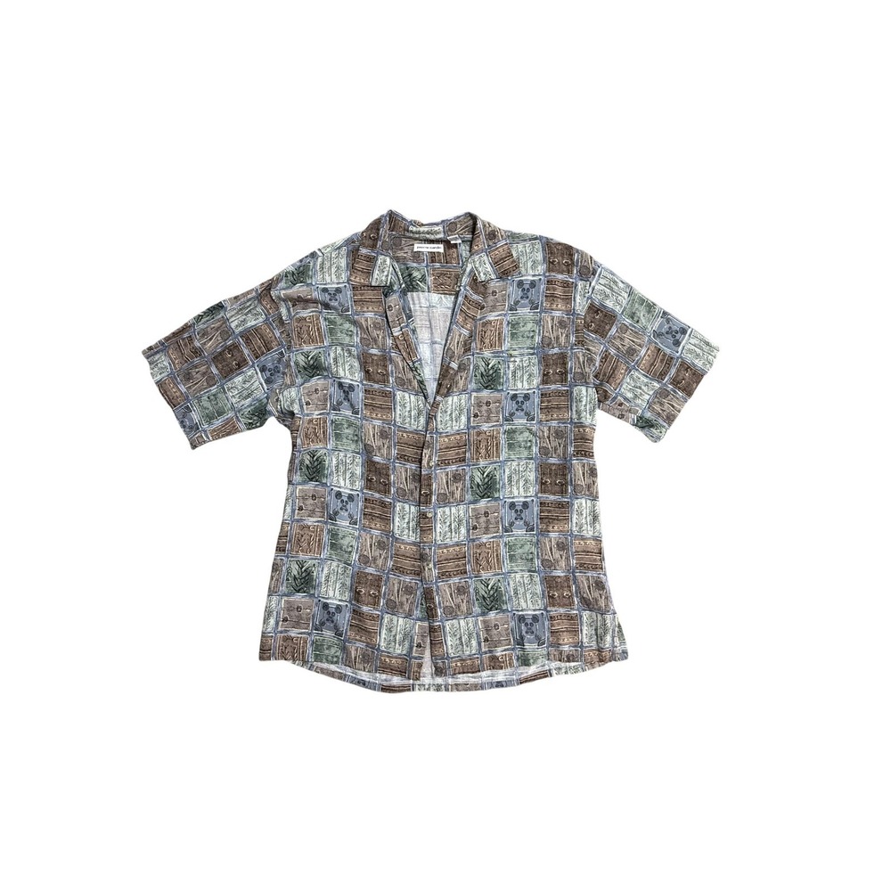 Pierre Cardin Shirt Mens Large‎ Multicolor Geometric Short Sleeve Button Front